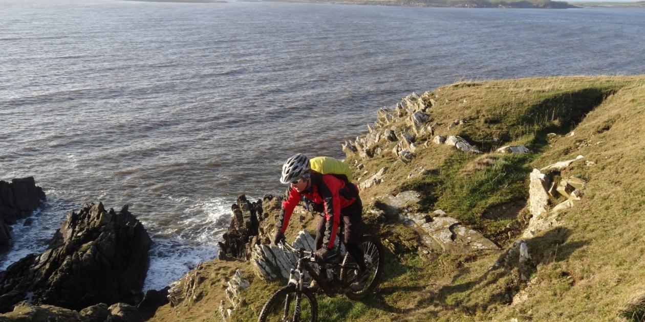 Pete mountain biking in South West Scotland on the Solway Coast
